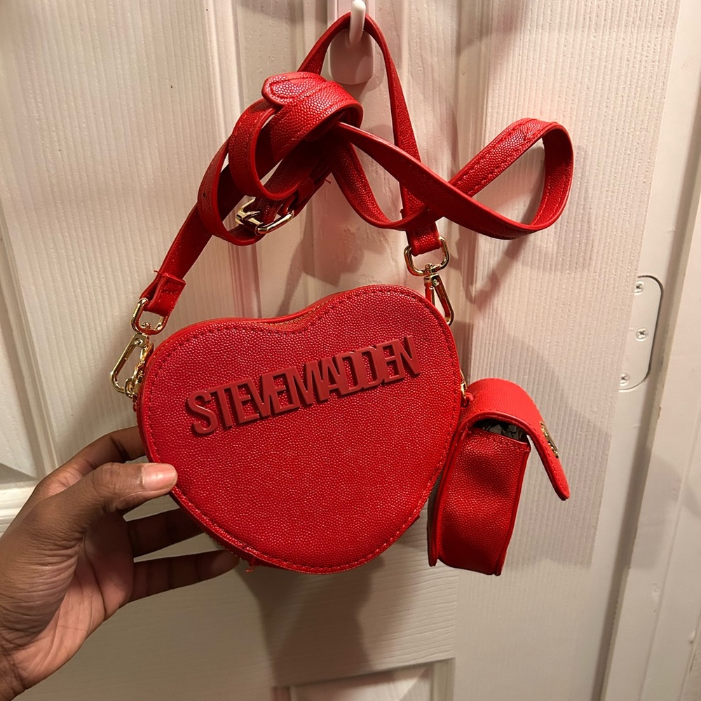 Vibrant Red Mini Bag with Gold Zipper